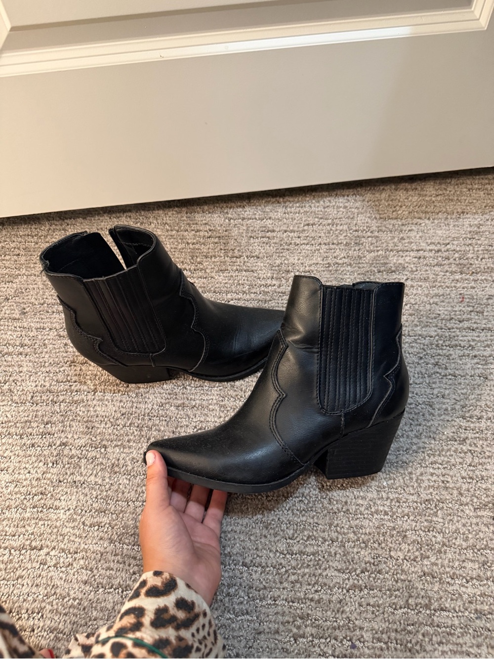 Women's Black Ankle Booties with Block Heel - Classic Chelsea Style